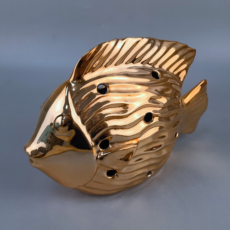 Muebles de cerámica para el hogar creativos nórdicos, regalos navideños de peces de boca, muebles para el hogar de peces huecos creativos, peces LED
