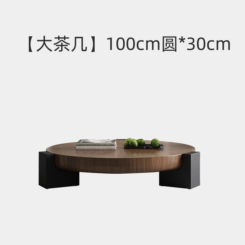 Mesa de té retro redonda de madera sólida de estilo italiano medieval moderna y simple sala de estar pequeña combinación de mesa de té doméstica