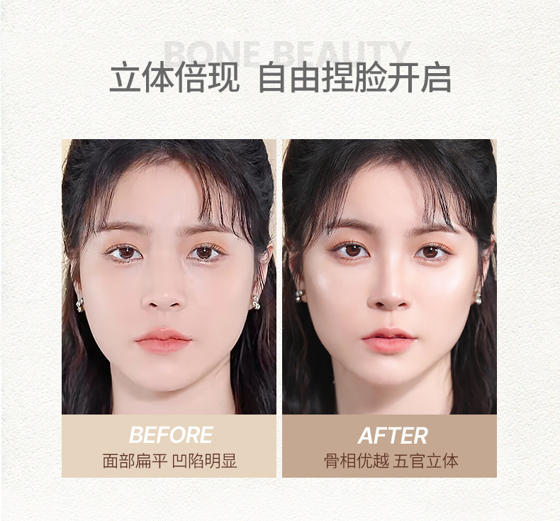 NOVO Multi-effect Three-color Facial contouring Tray for three-dimensional brightening of the face, highlighting the under-eye contour, side profile and nose profile, and all-in-one contouring tray undefined
