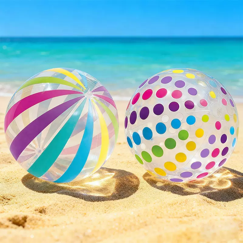 现货批发亚马逊超透明PVC闪光球戏水玩具拍照道具 充气亮片沙滩球