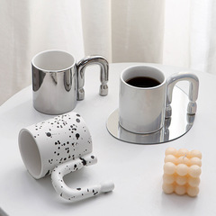 Ins-style ceramic mug creative design door handle cup high-quality women's water cup set cute cups coffee cup