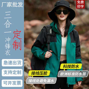 Factory Direct sales jacket printed logo three-in-one detachable waterproof antifouling casual two-piece jacket wholesale