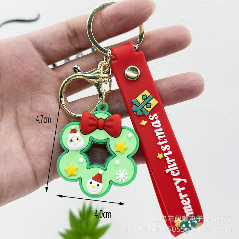 跨境圣诞钥匙扣软胶公仔挂件圣诞礼品配件立体公仔圣诞老人小挂件|undefined