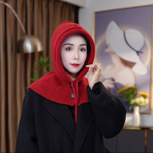 South Korea Balaclava Hat Autumn and Winter Warm Hat Women's Fashion Scarf One-piece Knitted Ear Protection Wool Hat