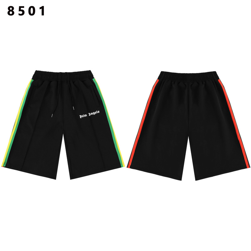 Palm Angels Retro Rainbow Striped Casual Shorts, Unisex Casual Loose Fit Five-Point Shorts