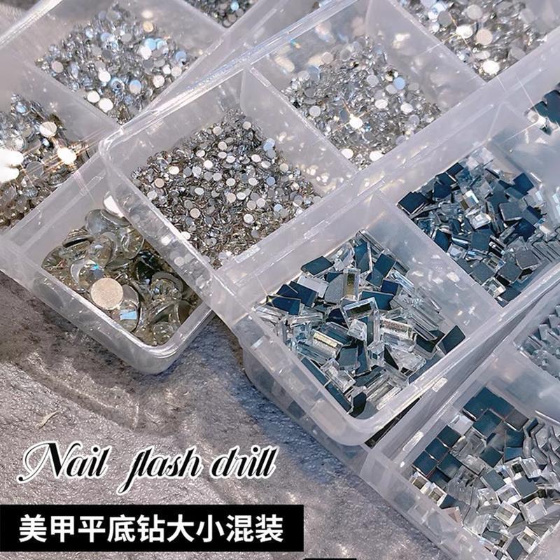 Twilight Rogge Nail Art Flat Bottom Drill Size Mixed Small Round Drill Square Strip Drill Nail Glass Water Drill Jewelry