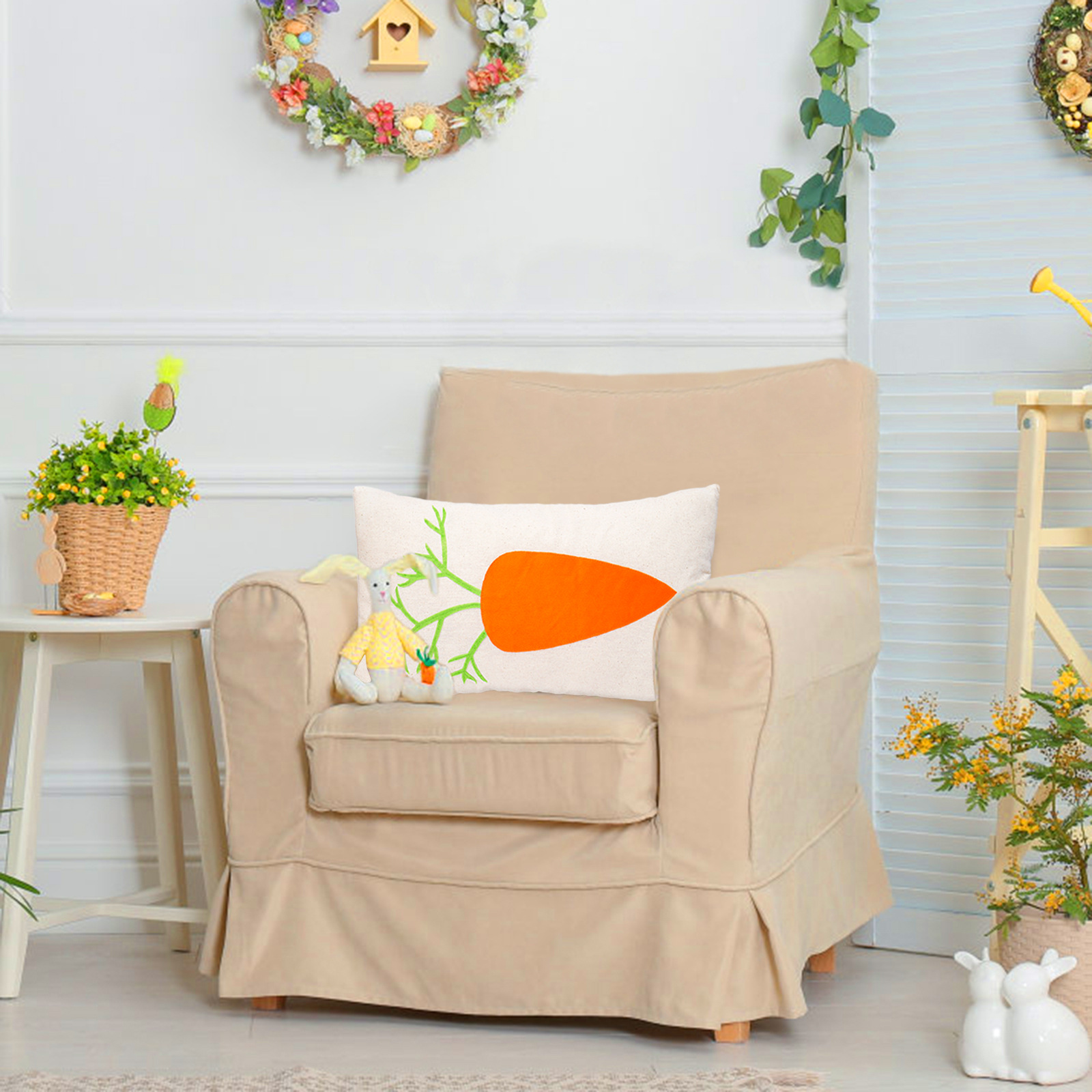 Almohada de zanahoria transfronteriza de Pascua encantadora con core rabaneta decoración de vacaciones cojín para el hogar cojín adornos almohada