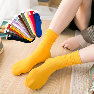 Spring and summer women's thin ice socks solid color Retro Pile socks curling Japanese jk tide socks velvet socks for children