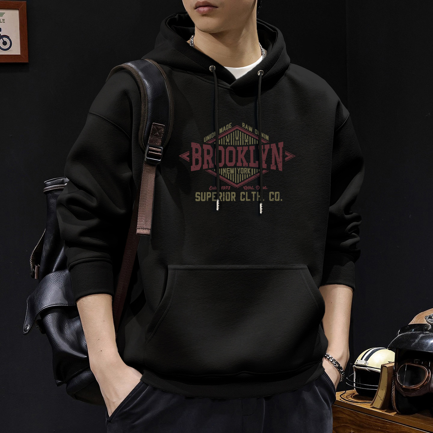 Chaqueta encapuchada para hombres otoño y invierno nuevo estilo de estilo de Hong Kong estilo coreano chaqueta grande suelta abrigo casual