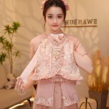 女童套装中国风长袖长裤小女孩新中式衣服三件套民族风洋气