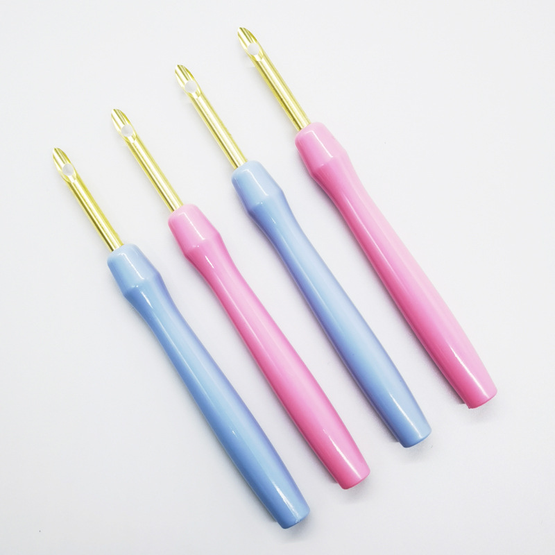 跨境彩色塑料柄戳笔俄罗斯戳戳绣diy编织工具家用手工刺绣戳笔