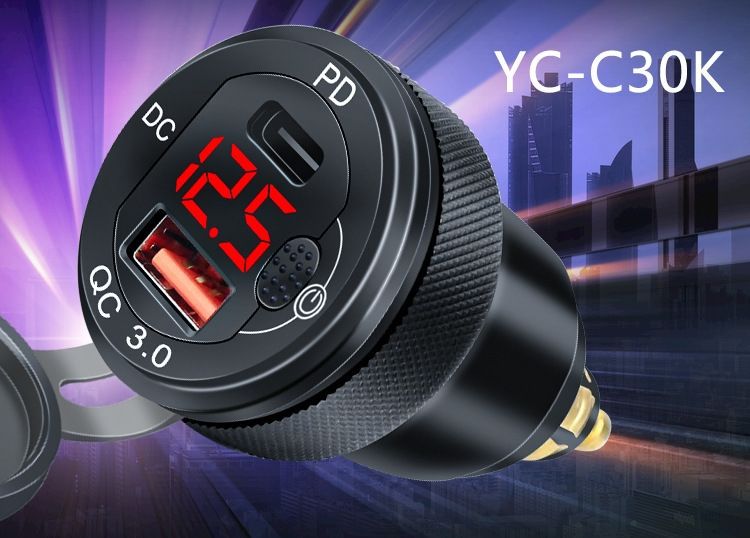 The New Aluminum Alloy Dual QC3.0+QCPD Is Suitable for Bmw Car Motorcycle Car Charger Fast Charging Car Charger