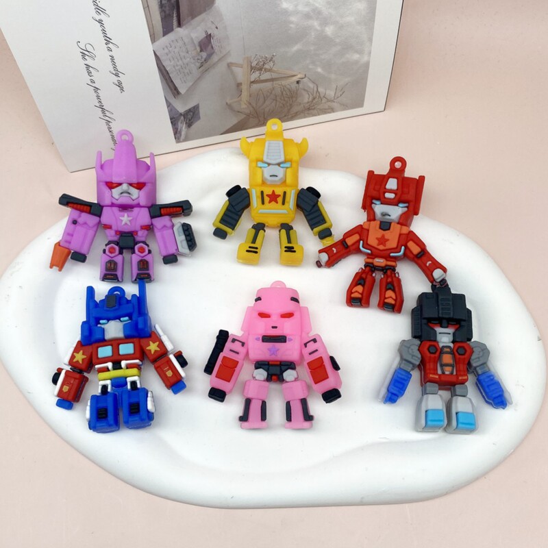 Cartoon silicone Transformers building blocks keychain student doll toy children gift blind box wholesale accessories
