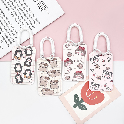 Anti-lost embossed cartoon card holder durable wholesale student bus subway access card protective cover foreign trade campus card bag