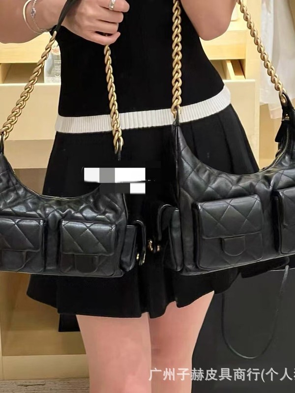 25c早春新作hoboヒッピーバッグダブルポケット脇下カバンカジュアル菱格チェーンjennie同モデル女性カバン|undefined