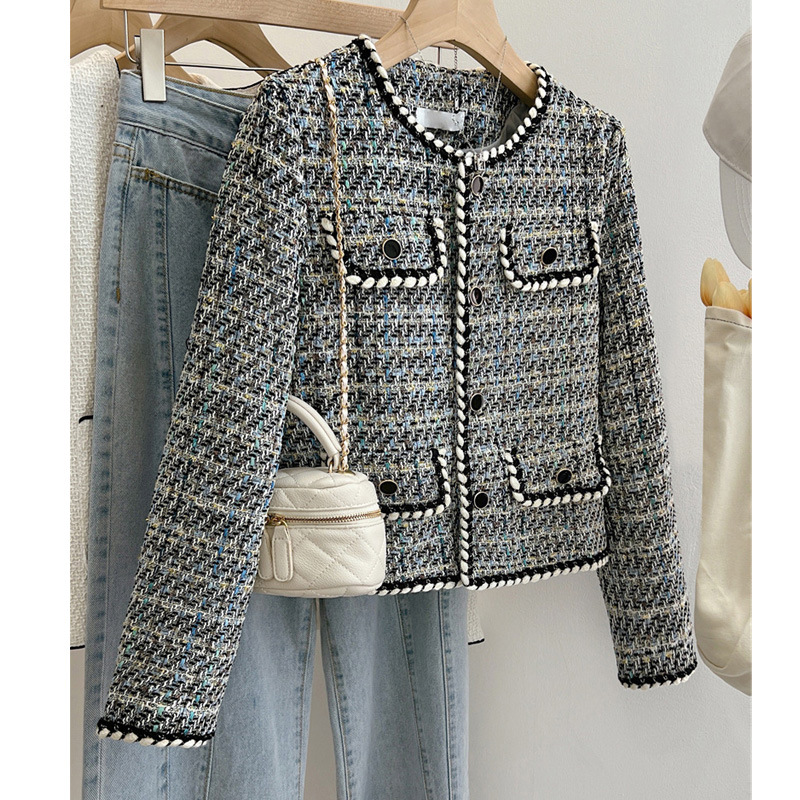 Giacca da donna per donna primavera e autunno nuovo temperamento francese di alta qualità tweed corto autunno top_voghion.com