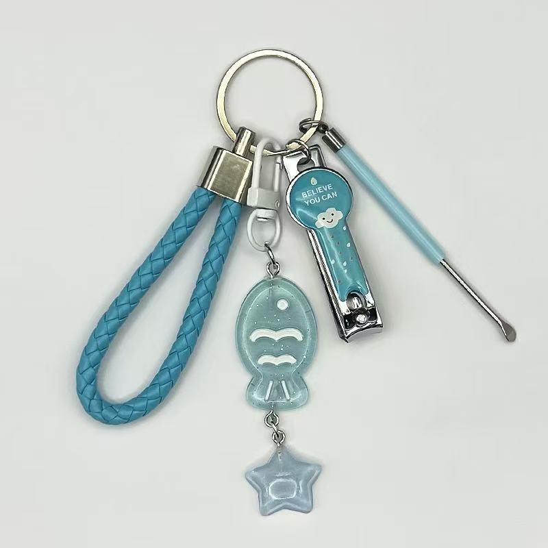 卡通可爱钥匙扣少女闺蜜挂件配饰指甲刀书包挖耳勺情侣钥匙链套装