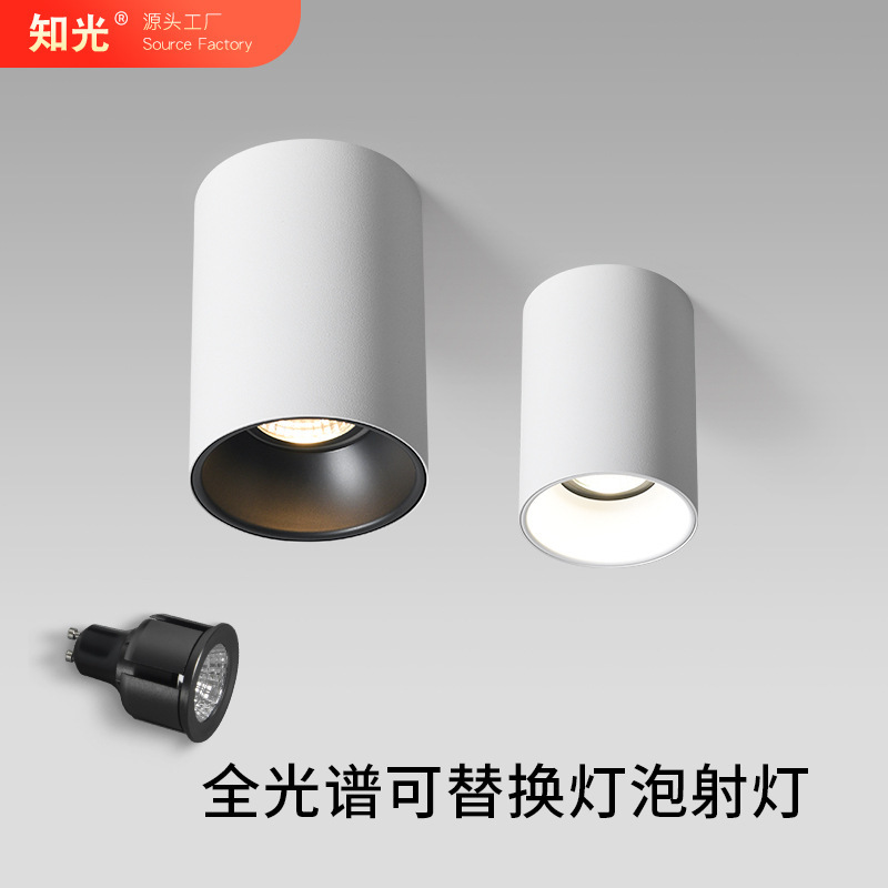 Gu10 Surface-Mounted Spotlight for Home Living Room Aisle Full Spectrum Eye Protection Round Deep Anti-Glare Hill Ceiling Downlight