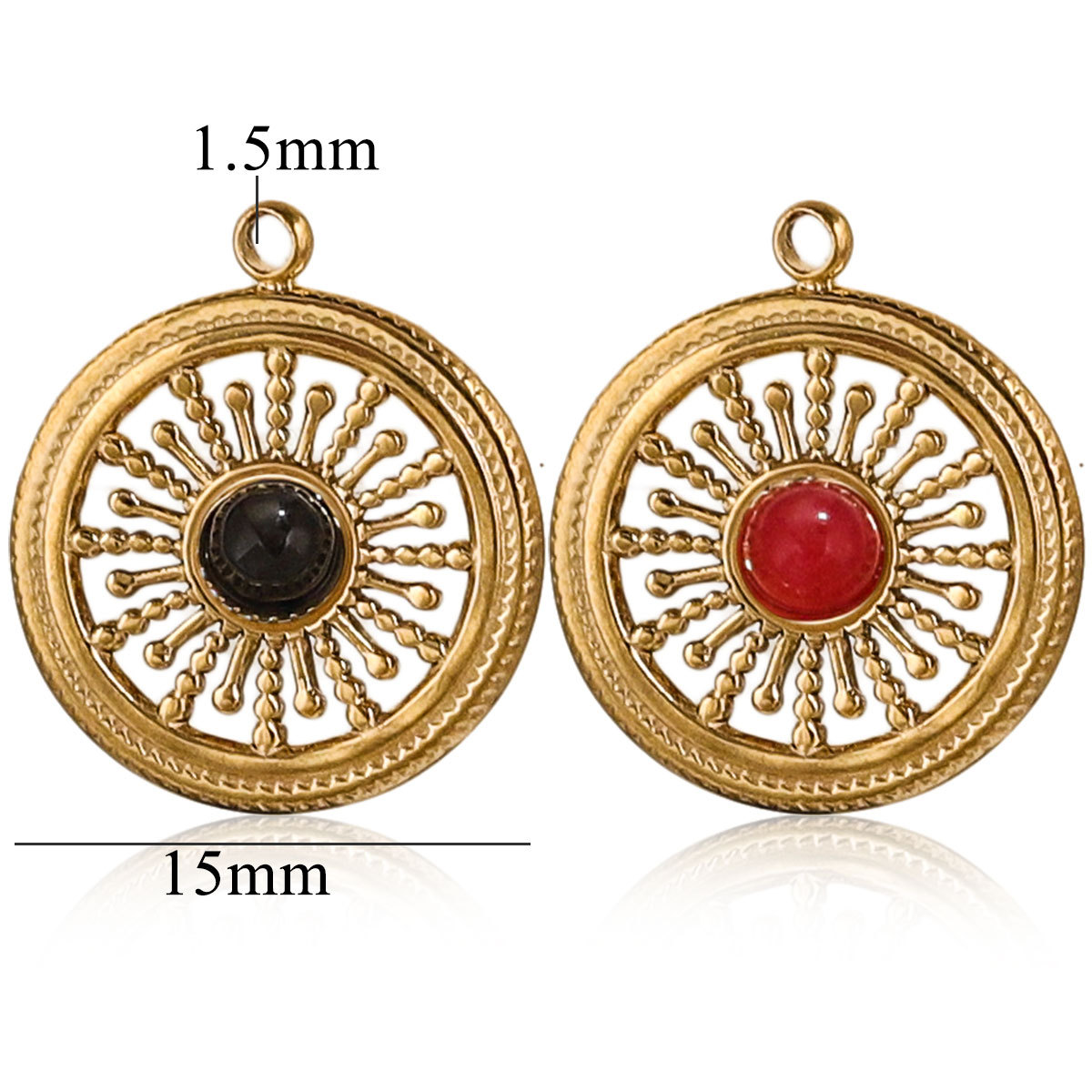 Retro simple de acero inoxidable piedra natural turquesa colgante circular con collar pendientes DIY colgante transfronterizo