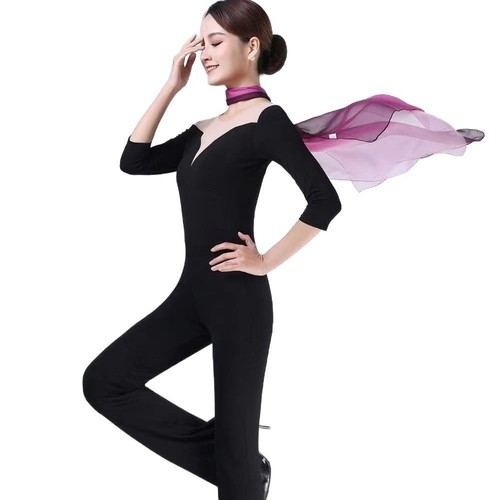 Mesh bodywear set dance practice training uniform sexy elegant posture training fashion show slimming