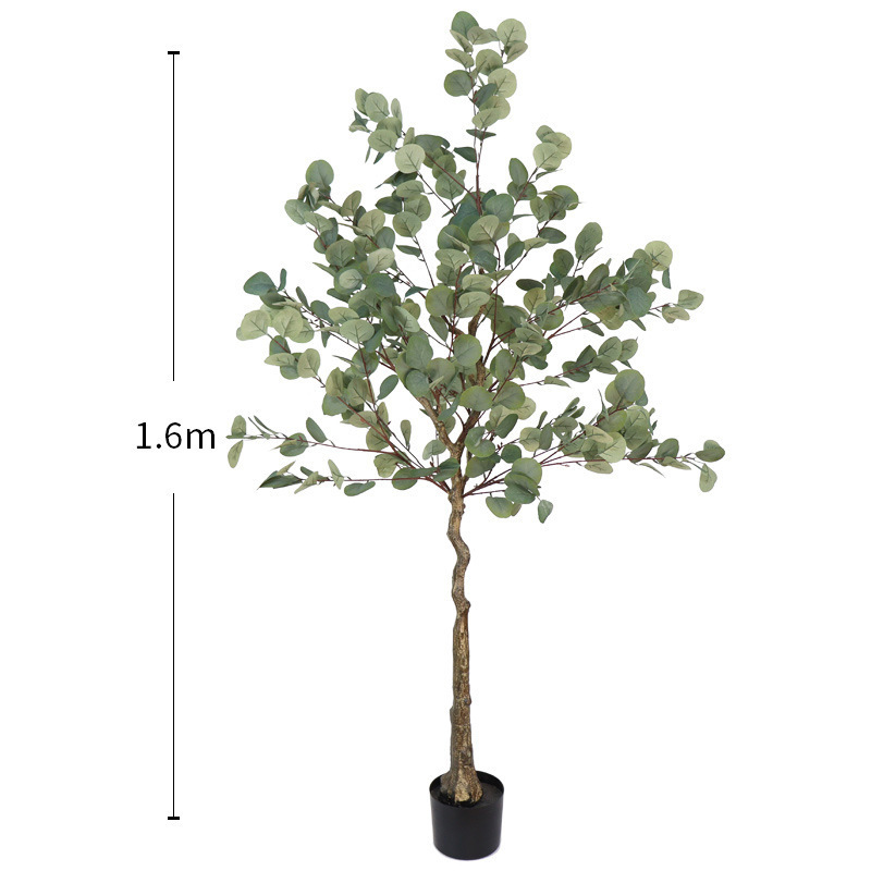 模擬緑の植物ユーカリ鉢植え家庭用床置き装飾品人工植物マネーリーフ盆栽装飾造花|undefined