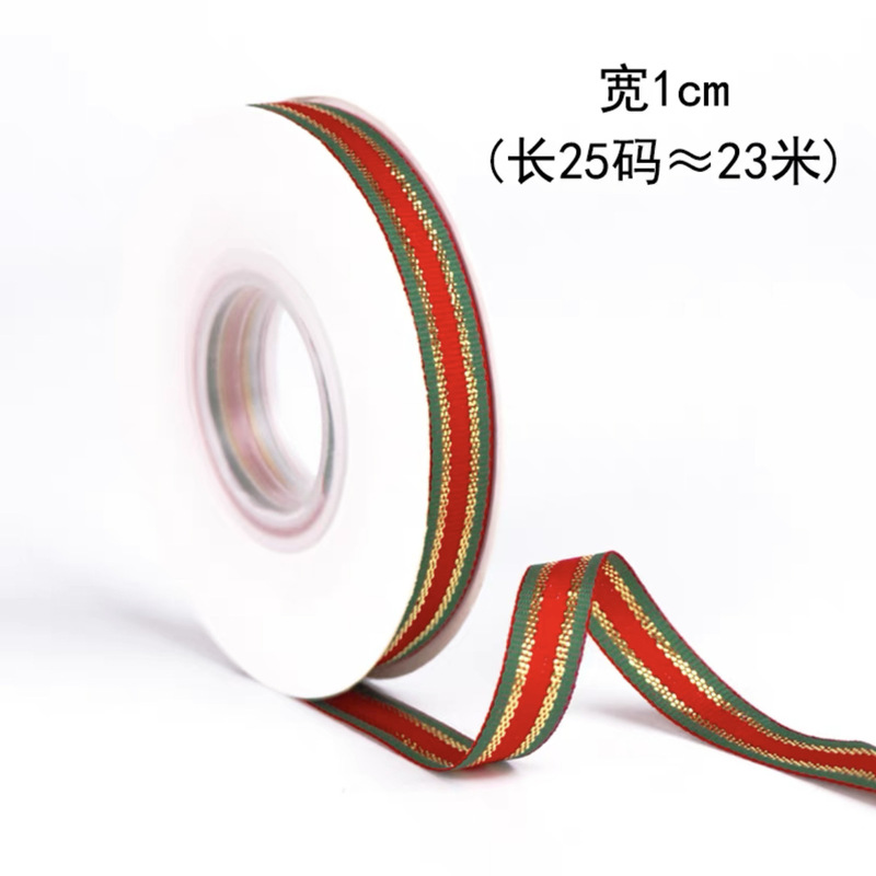 跨境圣诞节丝带红绿条纹涤纶带螺纹彩带蛋糕鲜花礼品包装蝴蝶结织|undefined