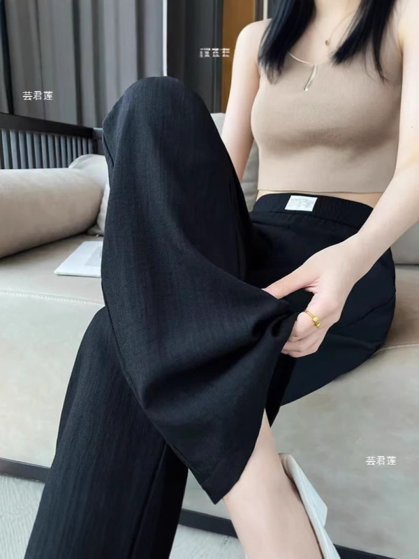 テンセルジーンズ女性の夏の薄いアイスシルクワイドレッグパンツ 2025 新しい夏クール日焼け止めカジュアルストレートパンツ|undefined