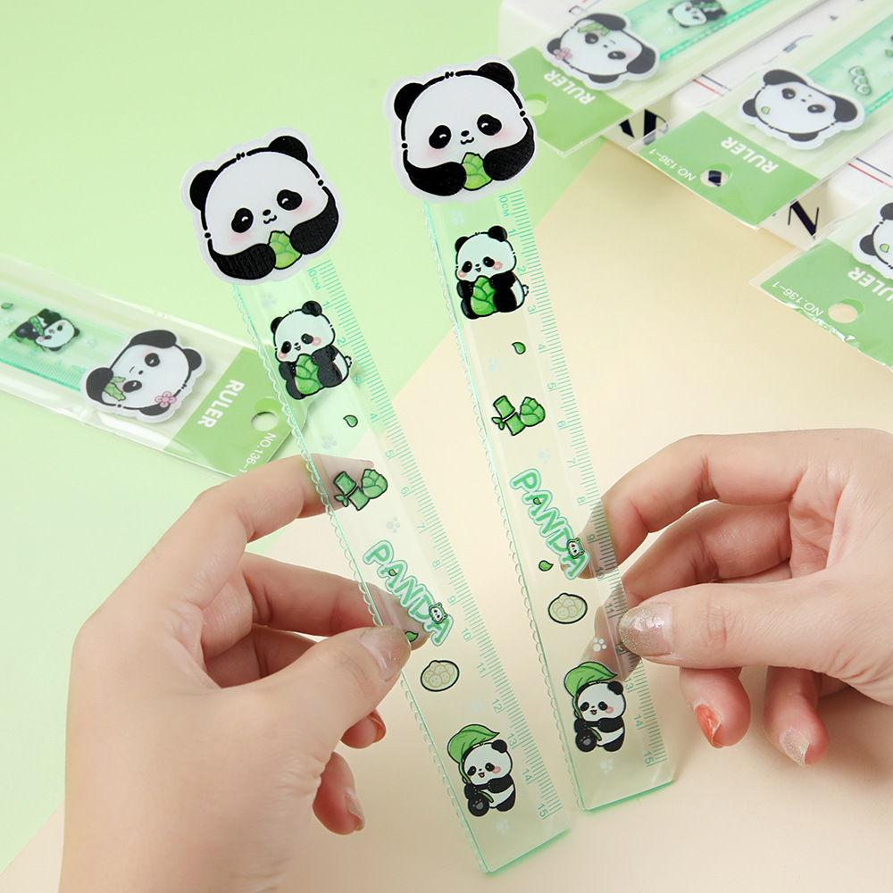 Círculo animado panda regla recta 15cm de alto valor nominal de papelería de estudiantes de primaria regla de onda baja grado artículos de papelería de estudiantes