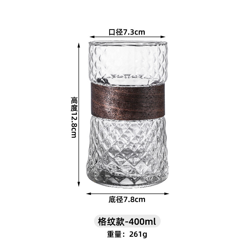 Taza de agua de vidrio transparente para niños, taza de té de aislamiento térmico de bambú, taza de cerveza, taza de jugo, taza de café