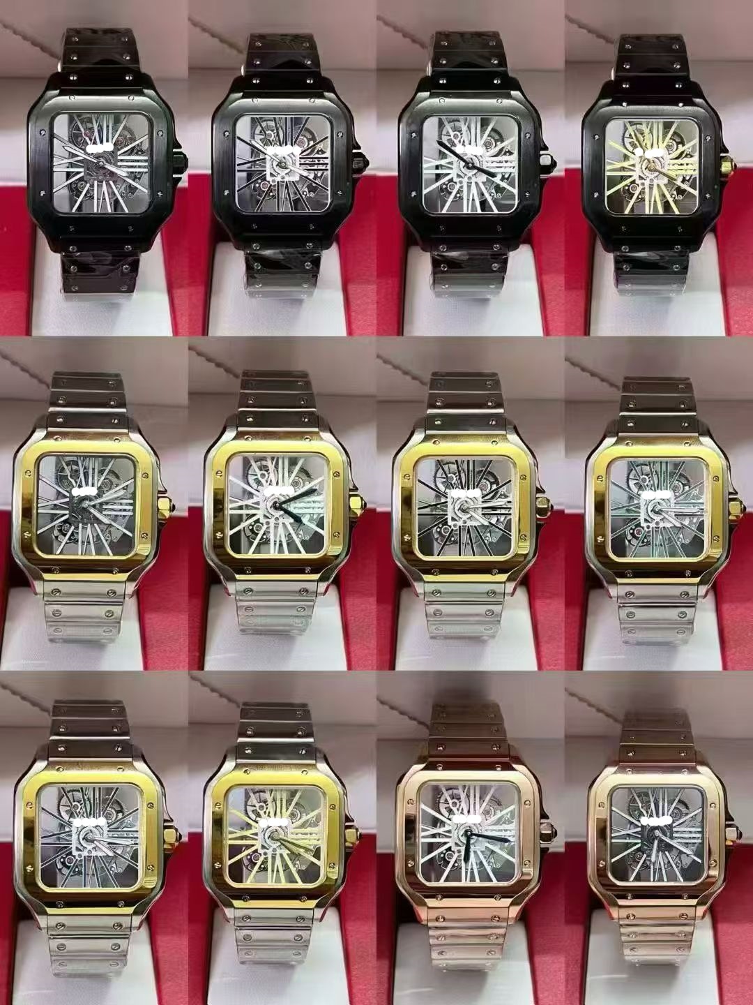 Fábrica transfronteriza af kajiashan dushi relojes de pareja mecánicos totalmente automáticos relojes de acero fino aguja azul a la parrilla comercio exterior al por mayor