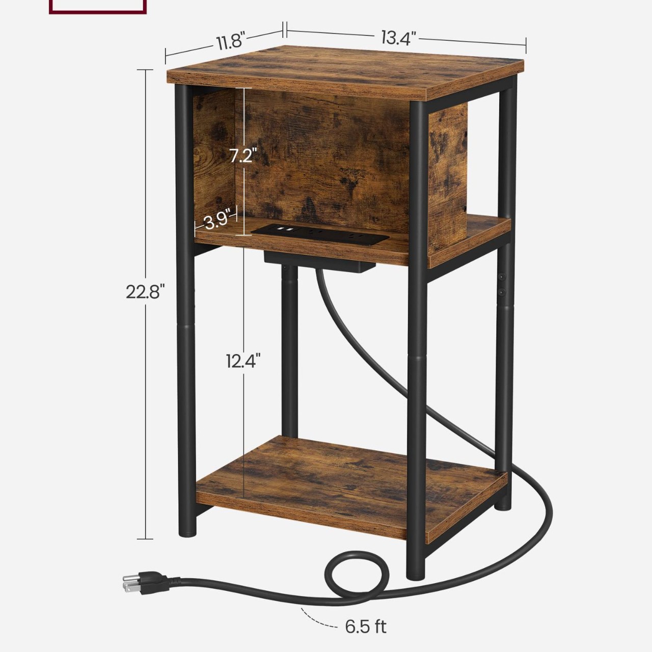 American moderno simple sofá de sala de estar cuadrado gabinete lateral hierro forjado hogar dormitorio esquina de mesilla de cama