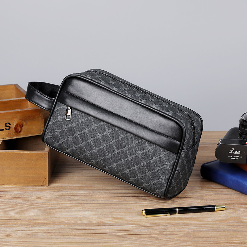 Trendy Men's Large Capacity Toiletry Bag Portable Business Commuting Simple Small Square Clutch Stylish Men's Bag_voghion.com