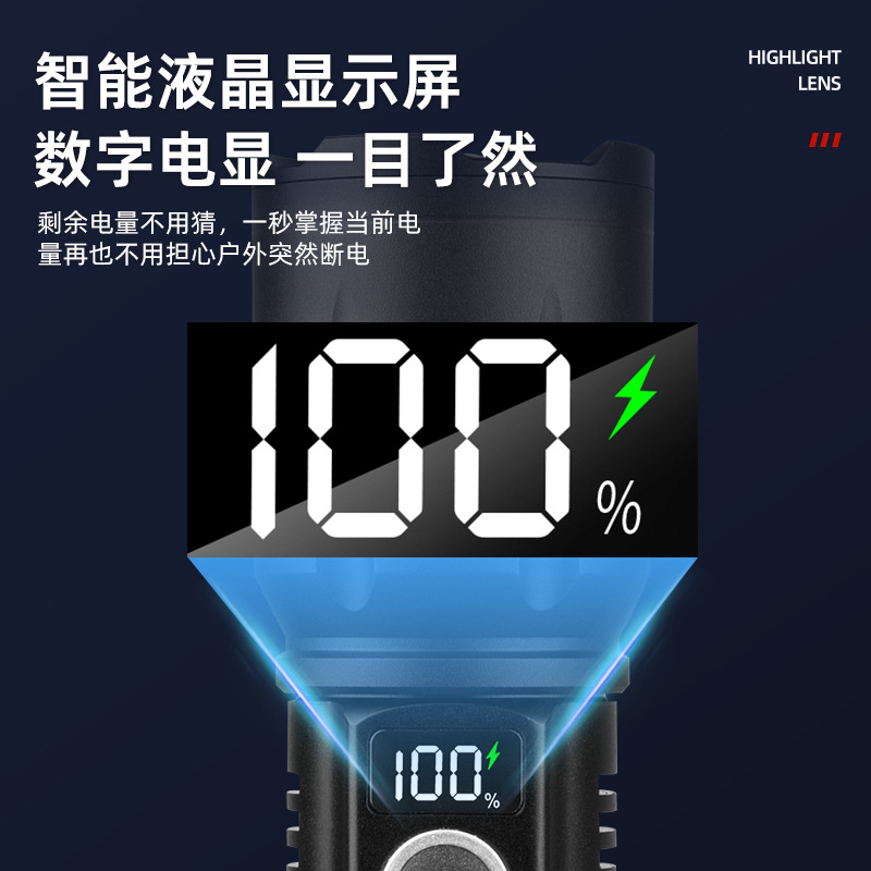 Nueva linterna de luz fuerte, láser blanco, iluminación exterior, zoom telescópico de larga distancia, linterna de inundación grande, carga directa, luz LED