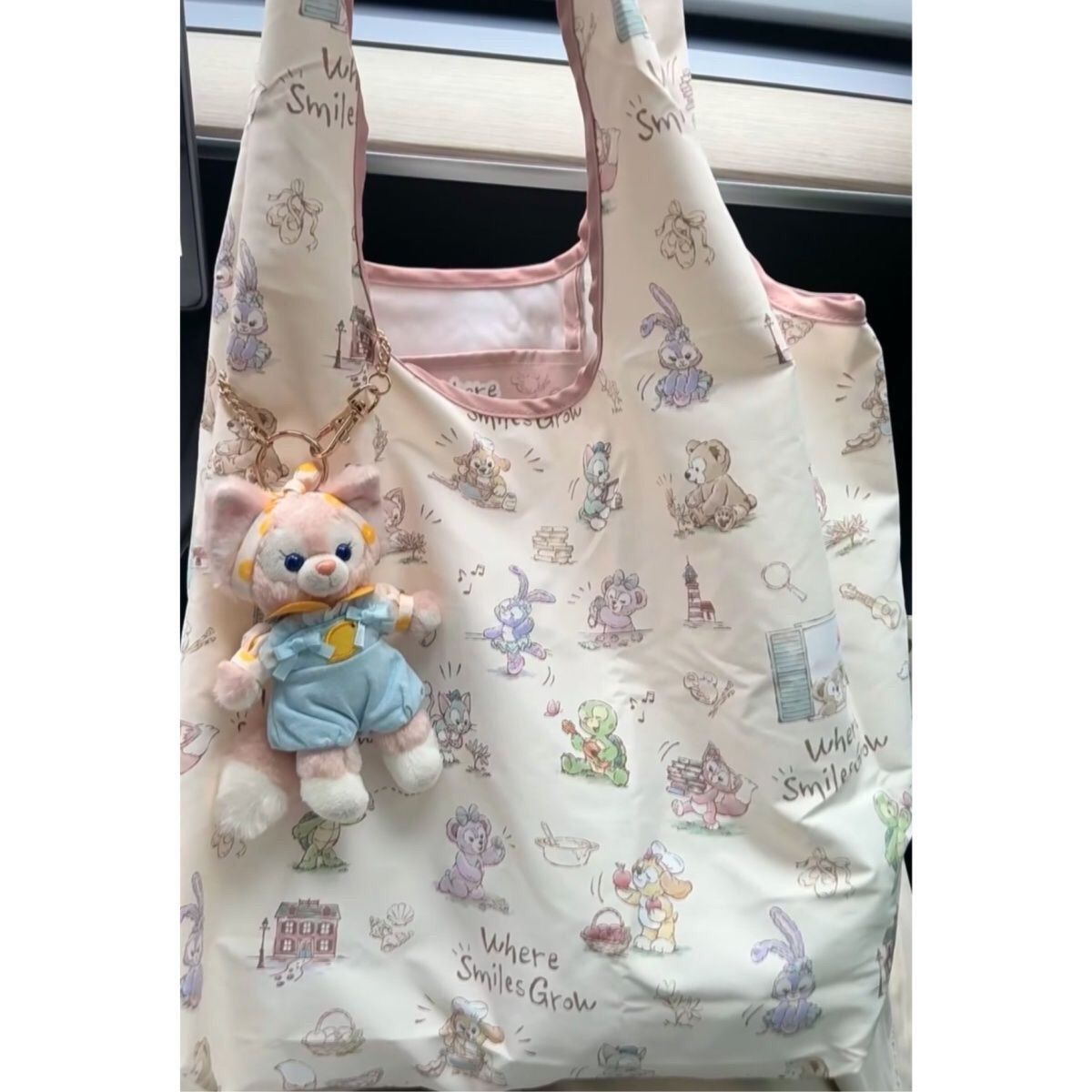 可爱动物图案单肩腋下包甜美大容量百搭托特包购物帆布袋