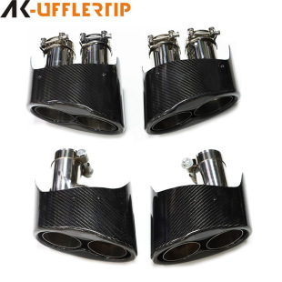 Suitable for Audi A4A5A6A7 exhaust pipe modification RS double pipe double out four out carbon fiber Scorpio tail throat tail mouth
