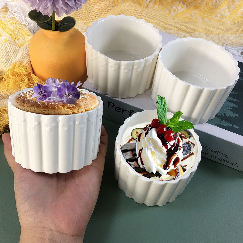 舒芙蕾烤碗空气炸锅专用陶瓷烤箱甜品蒸蛋羹布丁杯印LOGO烘培模具