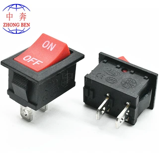 实心红印 ON OFF 15*21mm KCD1 2脚2档电源开关 两脚两档翘板开关