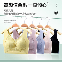 Spring and summer new large size lace seamless bra for women, ice silk thin fixed all-in-one beautiful back tube top bra for women