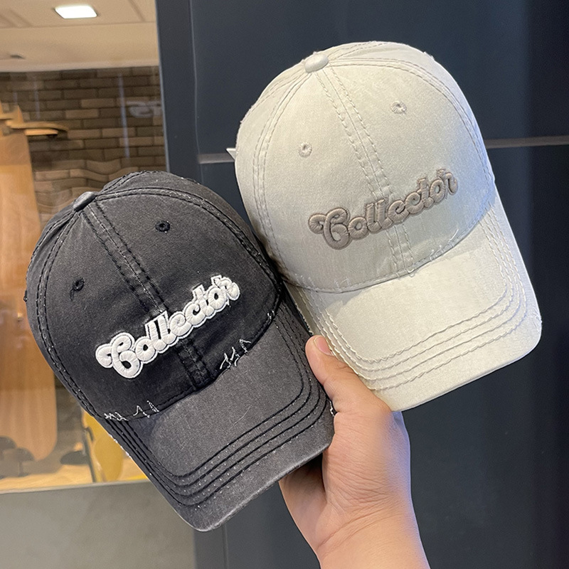 Retro americano viejo sombrero de béisbol primavera y verano personalidad letras bordadas moda versátil cara gorra de lengua de pato