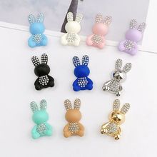 弋恋新款合金喷漆兔子diy手机壳饰品配件手工镶钻洞洞鞋配饰材料