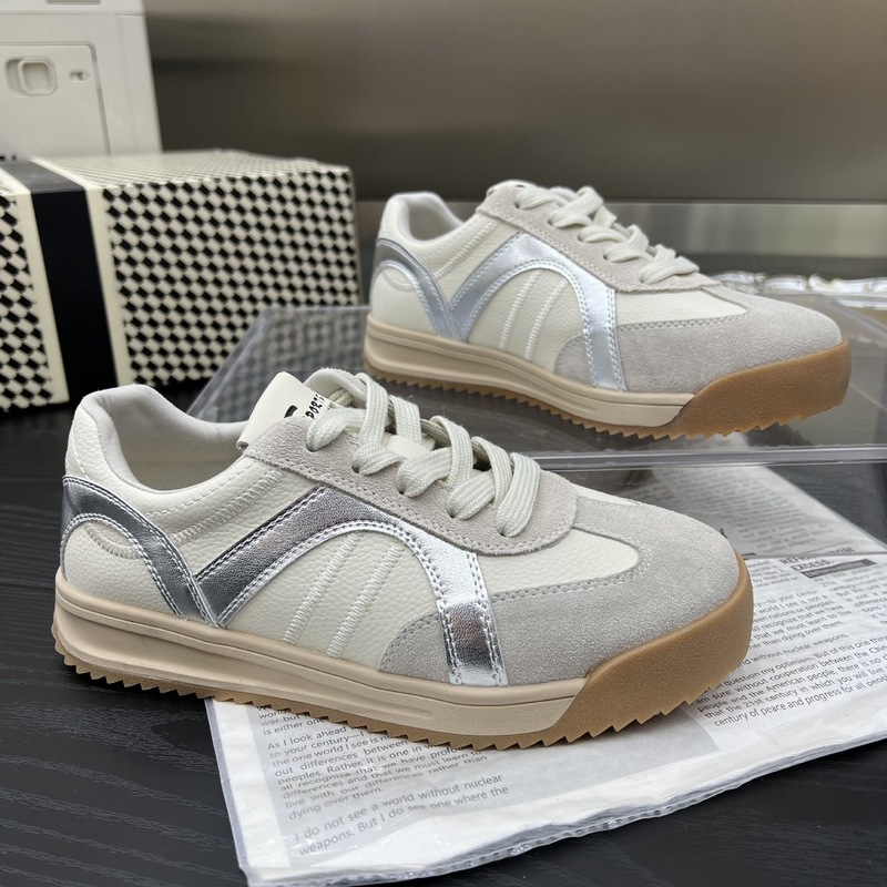 2025 春の新本革フラットトレーニングシューズ女性の多用途カジュアルスポーツシューズレトロスタイルフォレストシューズイン|undefined