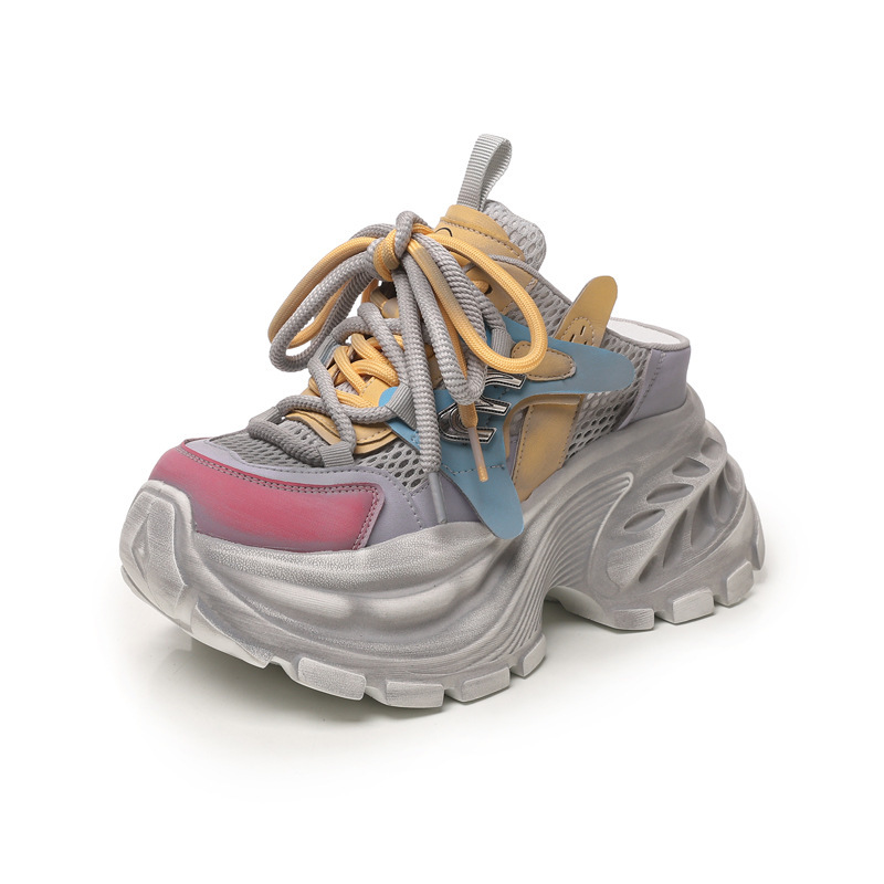 Giày sneaker nữ đế dày tăng chiều cao phong cách Hàn Quốc mùa hè 2026 — màu sắc, màu trắng
