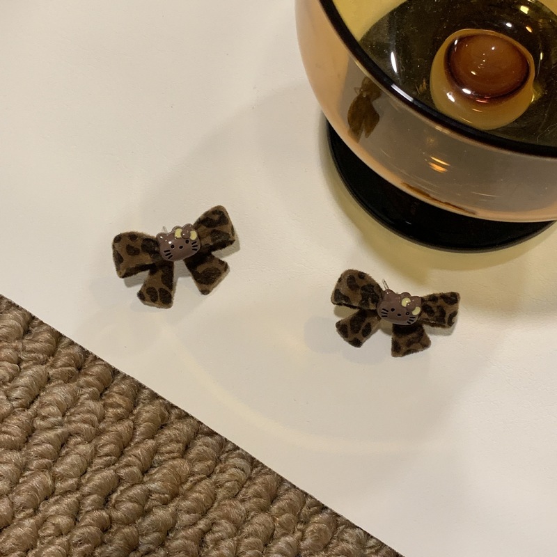 复古植绒几何蝴蝶结豹纹耳钉女款轻奢高级感耳环耳饰品气质耳圈耳|undefined