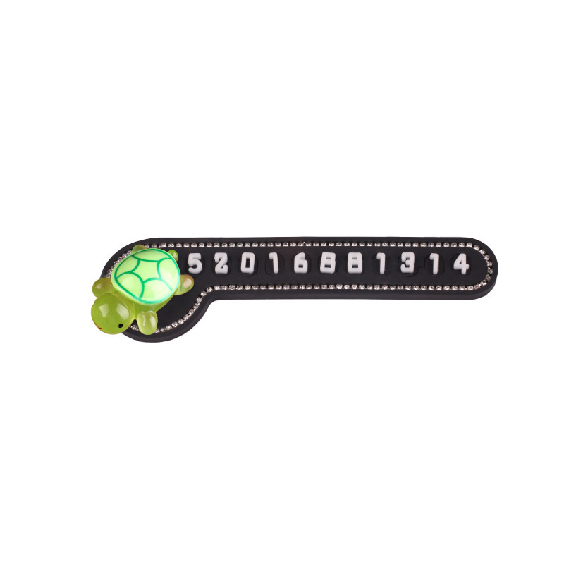 Tarjeta de estacionamiento temporal para automóvil, pequeña tortuga luminosa, teléfono móvil, número de teléfono, teléfono móvil, decoración
