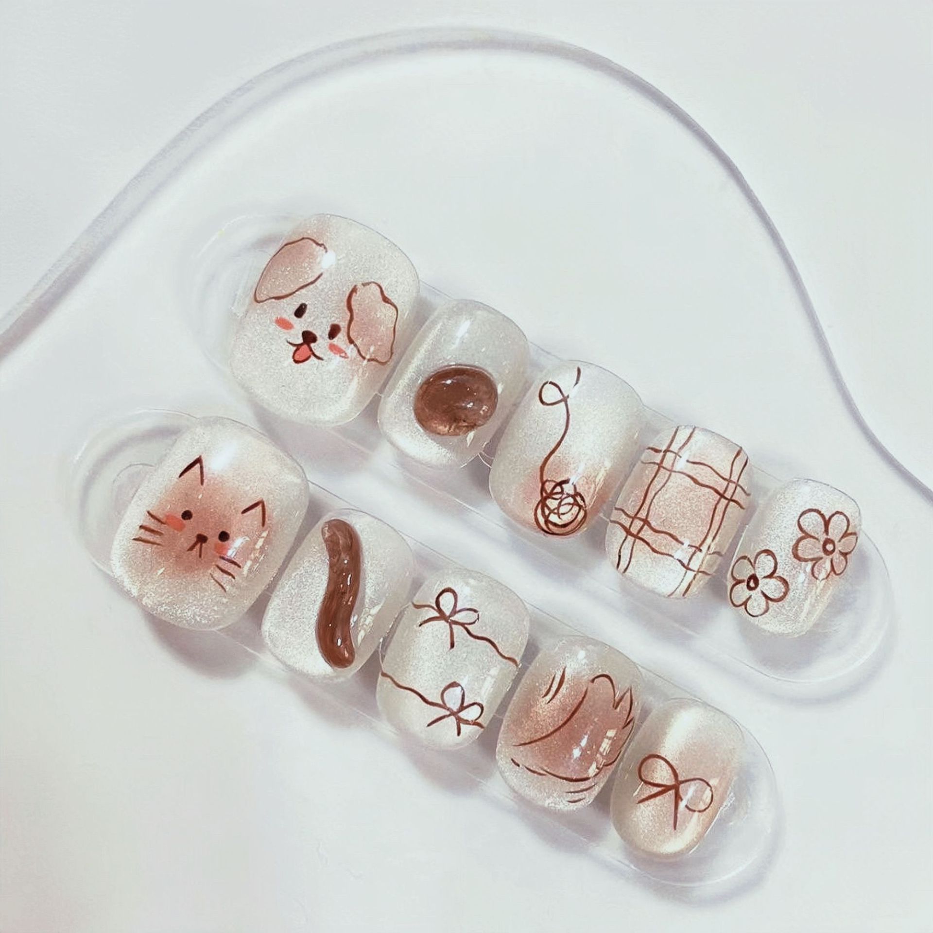 Yiyi Dance 10 piezas de uñas hechas a mano, terapia de luz, uñas, dopamina, uñas, uñas, parches al por mayor