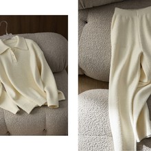 遛弯超柔半边轻盈绒慵懒老钱风polo领家居套装保暖/tb8907 tb8908