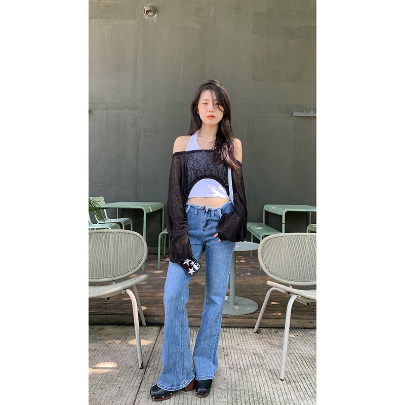 Yuyiyi Seasonal Big Sale 40% off Low-Waisted Sexy Style Boot-Cut Pants for Women Bm Style Wear Retro Sexy Jeans for Women