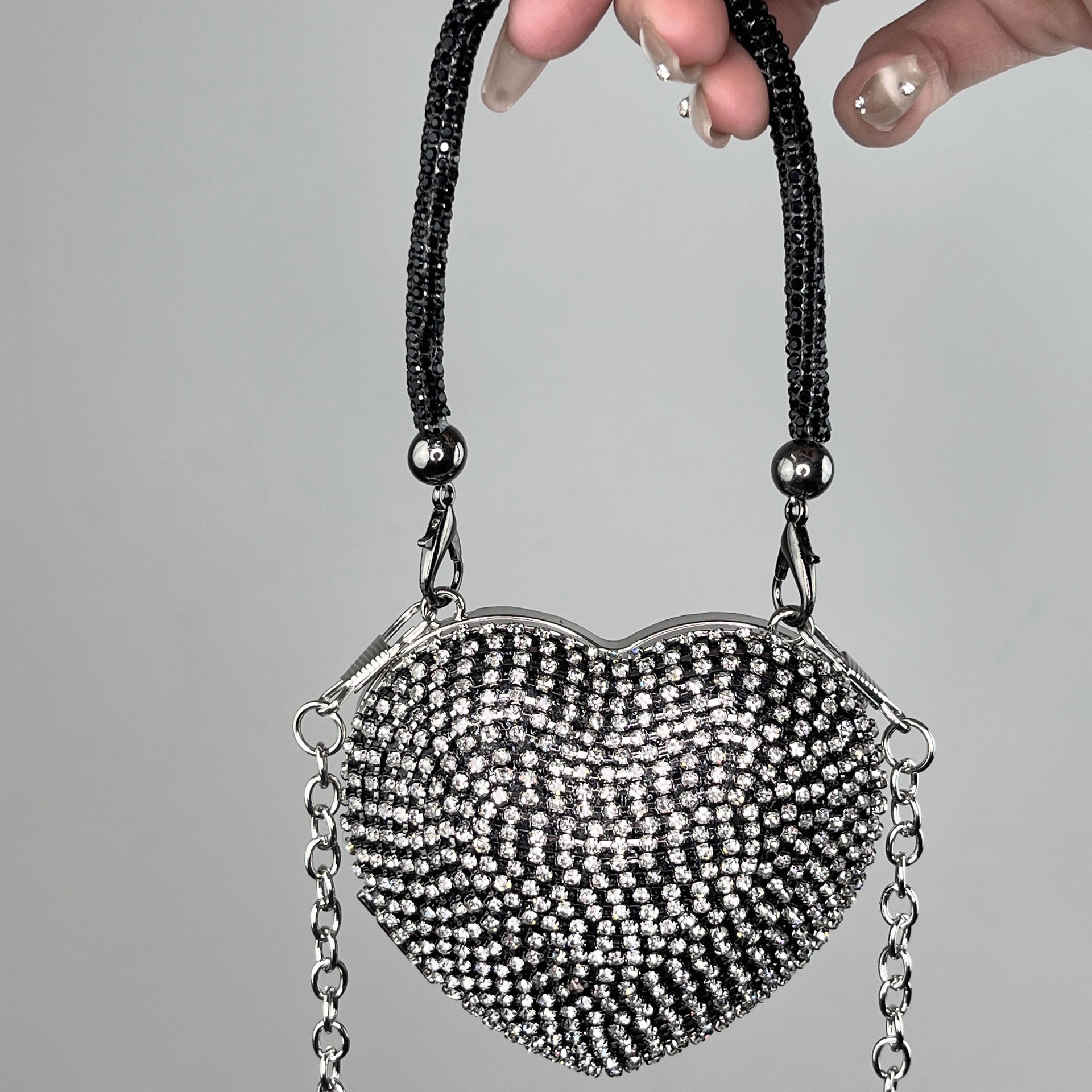 Black small diamond love portable