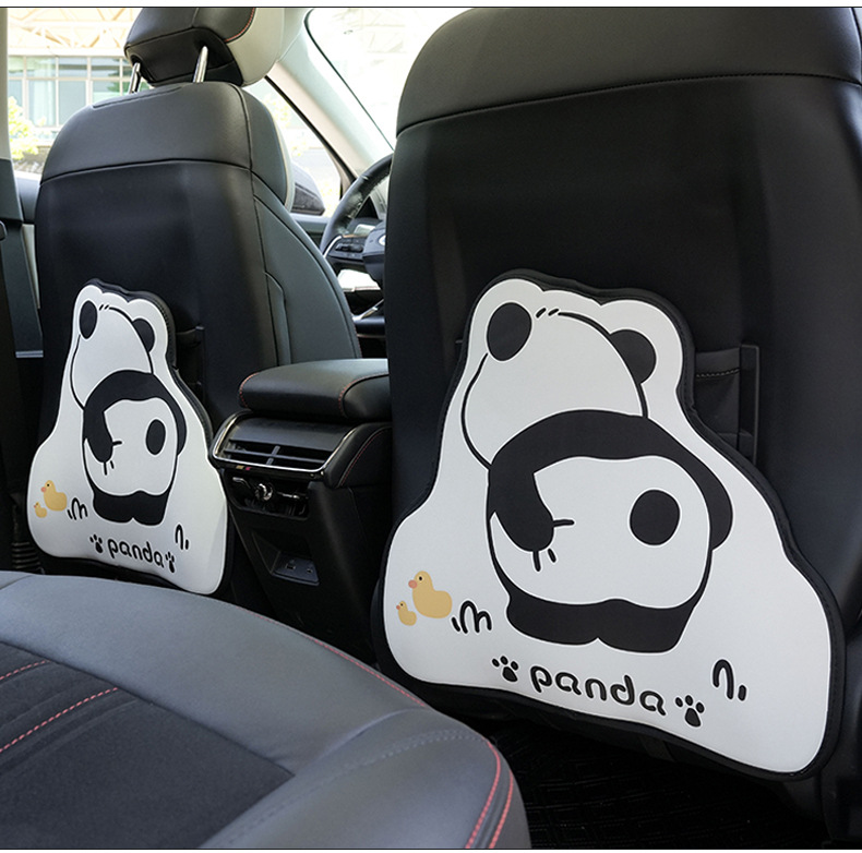 Blue Rain Car Seat Back Anti-Kick Pad Leather Cartoon Panda Cartoon Resistant to Dirt and Wear-Resistant Car Rear Seat Anti-Kick Pad