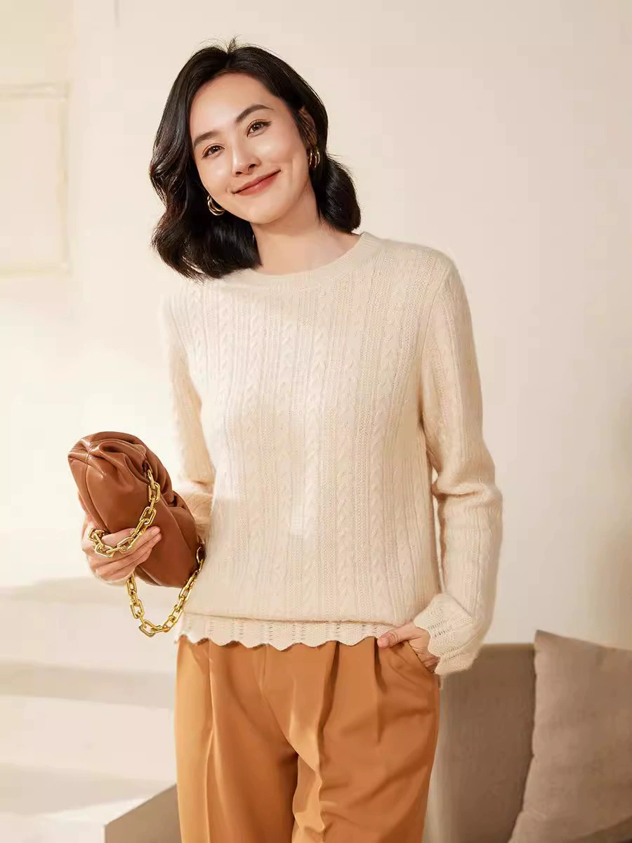 Демисезонный Woolen свитер с круглым вырезом, oversize